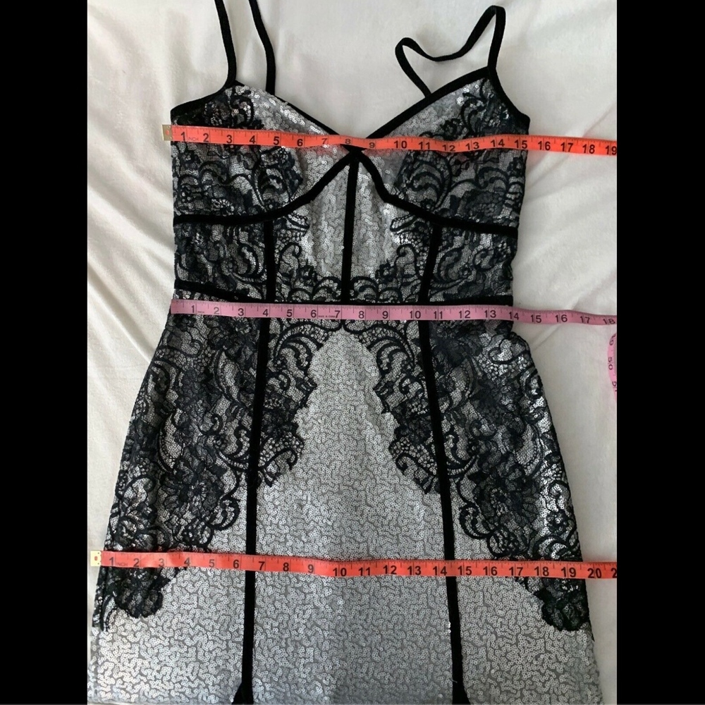 NEW $608 Tadashi Shoji Silver Lace Sequin Gown 6 - Picture 8 of 8